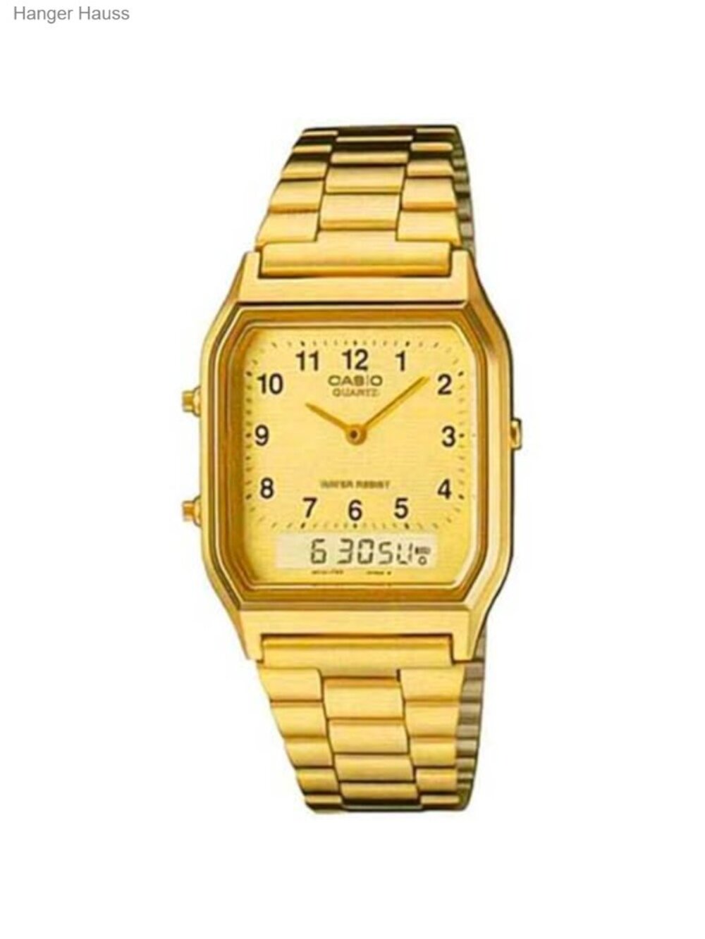 Vintage Gold Tone Quartz Analog Digital Watch Square Face
